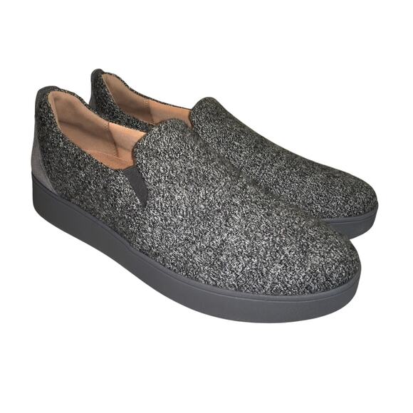 Fitflop Rally EO1 Merino Wool Mix Slip on Skate Sneaker Womens 10 Grey Loafer - Picture 1 of 10